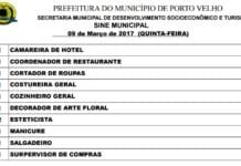 Confira as 11 vagas ofertadas pelo Sine Porto Velho nesta quinta, 09