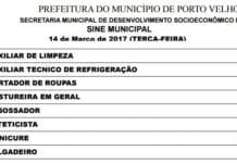 Confira as 10 vagas de emprego em aberto no Sine Porto Velho nesta terça-feira, 14