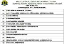 Confira as 26 vagas ofertadas pelo Sine Porto Velho nesta quinta, 23