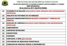 Confira as 37 Vagas ofertadas pelo Sine Porto Velho nesta quinta-feira, 06