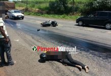 Mulher sofre queda de moto após desviar de buraco na RO-010