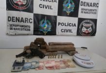 Denarc prende apenado monitorado por tornozeleira com 6 kg de maconha e revólver