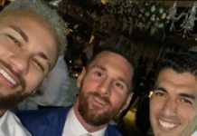 MSN de volta: Neymar posa sorridente com Messi e Suárez em bodas do uruguaio