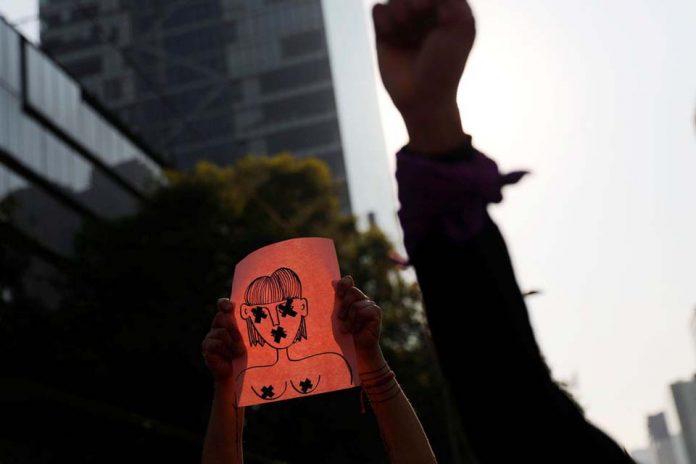 Protesto contra o feminicídio e violência contra mulheres.