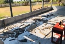 Vento forte causa prejuízo e destelha igreja em município