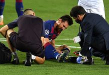 Com proteção na perna, Messi treina e deixa de ser dúvida no Barcelona