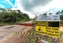 Fortes chuvas causam desmoronamento de estrada da comunidade de Santo Antônio