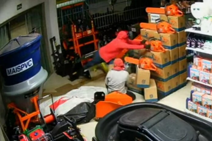 Bando invade loja de agropecuária e furta 13 motosserras