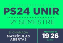 PS UNIR 2024 – Matrículas em 2ª chamada para cursos do 2° Semestre iniciam neste dia 19