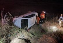PRF e Bombeiros são mobilizados após professora capotar carro na BR 364