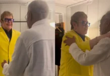 Gilberto Gil e Elton John se encontram nos bastidores do Rock in Rio e trocam elogios