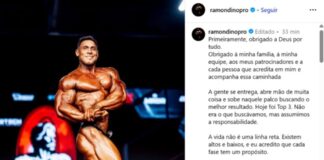 Ramon Dino lamenta 3º lugar no Mr. Olympia: “Não era o que buscávamos”