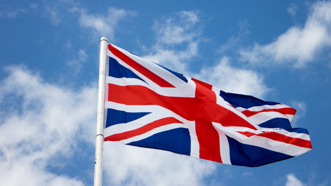 Bandeira do Reino Unido hasteada