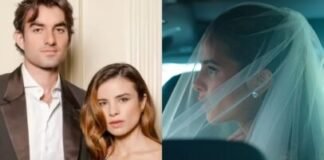 Com véu tradicional e vestido de renda, Giulia Be se casa com Conor Kennedy no Rio